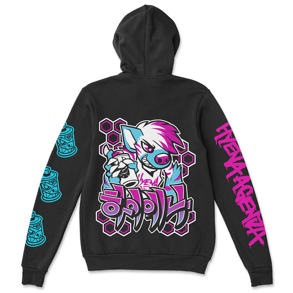 Graffiti Zip Hoodie - Black